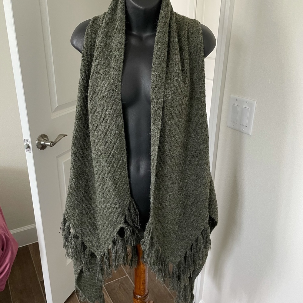 Janice apparel soft sweater vest in Olive Green. Substantial weight for warmth